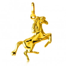 Zlat obesek - svetleč konj, ki stoji na zadnjih nogah