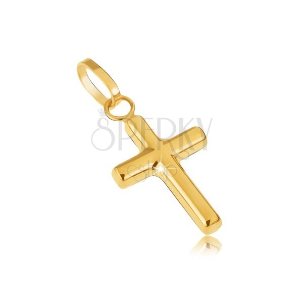 Zlat obesek - majhen latinski križ, zrcalen lesk