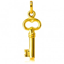 Zlat obesek - majhen bleščeč ključ, izrezan oval na vrhu