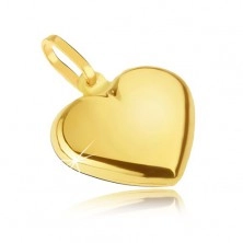 Zlat obesek - gladko pravilno srce, zrcalen lesk