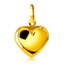 Zlat obesek - gladko pravilno srce, zrcalen lesk