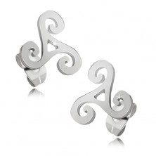 Sijoči jekleni uhani srebrne barve, keltska spirala