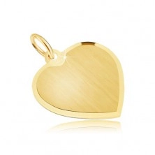 Zlat obesek - veliko simetrično satenasto srce, sijoč rob