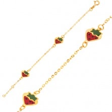 Zlata zapestnica - bleščeča verižica z glaziranimi barvitimi jagodami