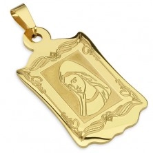 Zlat medaljon iz jekla, dekorativna gravura s portretom Madone