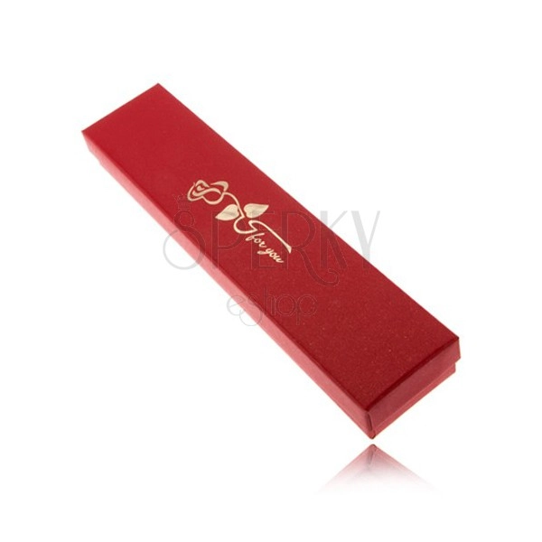 Lesketava rdeča darilna škatlica za zapestnico, zlata vrtnica z napisom