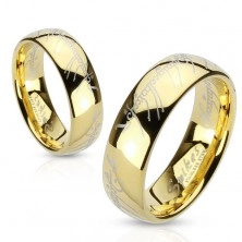 Jeklen prstan zlate barve, pisava iz filma Gospodar prstanov