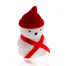 Darilna škatlica za prstan, snežak z rdečo kapo