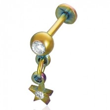 Anodiziran podustnični piercing z visečo zvezdo