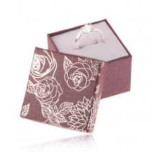 Lesketava vijolična darilna škatlica za nakit, srebrn potisk cvetlic