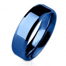 Poliran gladek poročni prstan iz nerjavečega jekla, kraljevsko modra, 8 mm