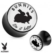 Črn sedlast vstavek za uho iz akrila ''Bunnies do it better''