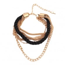 Zapestnica - spiralno zavita črna vrvica, verižice v zlati barvi