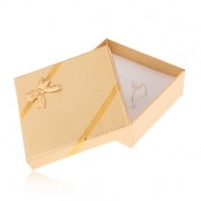 Zlata darilna škatlica za nakit, videz blaga, pentlja