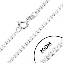 Verižica iz srebra čistine 925 - vzorec v obliki črke S, sijoča površina, širina 1 mm, dolžina 450 mm
