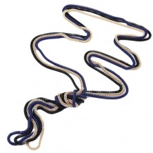 Ogrlica iz okroglih verižic v temnomodri, zlati in črni barvi