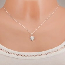 Verižica in simetrično srce z radialnimi vdolbinami - ogrlica iz srebra čistine 925