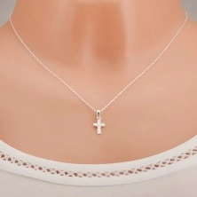 Srebrna ogrlica 925 - verižica, vgraviran križ, valovite linije