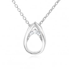 Srebrna ogrlica 925, nastavljiva dolžina, verižica - solza, prozorni cirkoni