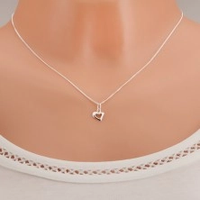 Srebrna ogrlica čistine 925 z obrisom asimetričnega srca in spiralno verižico