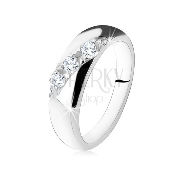 Poročni prstan, diagonalna linija prozornih cirkonov, srebro 925
