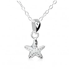 Ogrlica iz srebra 925, zvezda z okrasnimi vgraviranimi kroglicami