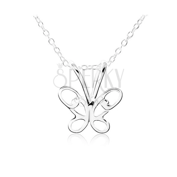 Srebrna ogrlica 925, metulj z izrezljanimi krili