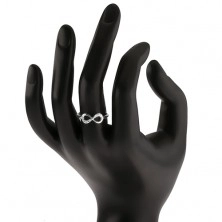 Srebrn zaročni prstan 925, simbol neskončnosti, prozorni cirkoni