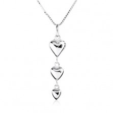 Ogrlica iz srebra 925, obesek iz treh manjšajočih se src