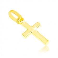 Sijoč obesek iz rumenega zlata 375, majhen krščanski križ