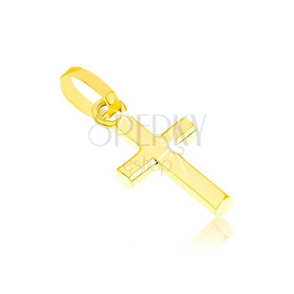 Sijoč obesek iz rumenega zlata 375, majhen krščanski križ