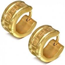 Obročasti uhani iz kirurškega jekla zlate barve, grški vzorec