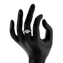 Srebrn zaročni prstan 925, prozorno cirkonsko sonce, lesketajoči kamenčki