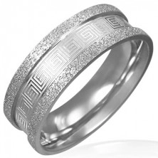 Peskan jeklen prstan - vzorec grškega ključa