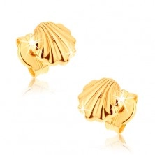 Uhani iz rumenega 9K zlata - sijoči morski školjki