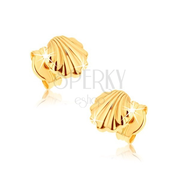 Uhani iz rumenega 9K zlata - sijoči morski školjki