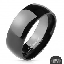 Jeklen prstan črne barve, sijoča in gladka površina, 8 mm