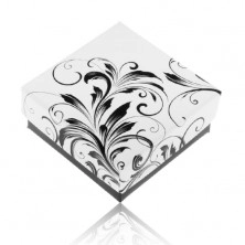 Črno-bela darilna škatlica za prstane, cvetlični ornamenti