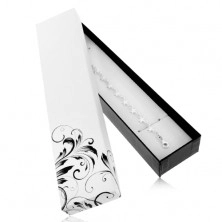 Belo črna darilna škatlica za verižico in zapestno uro, cvetlični okras