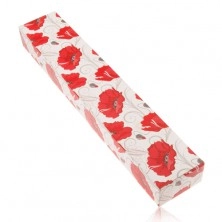 Papirnata darilna škatlica za verižico ali zapestno uro, rdeči makovi cvetovi