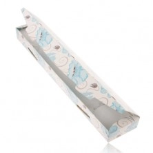 Kremasta papirna darilna škatlica za verižico ali zapestno uro, modri makovi cvetovi
