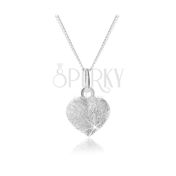 Lesketava srebrna ogrlica 925, polno pravilno srce, nastavljiva dolžina