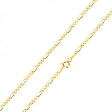 Zlata verižica 375 - podolgovat člen in trije manjši ovalni členi, 500 mm