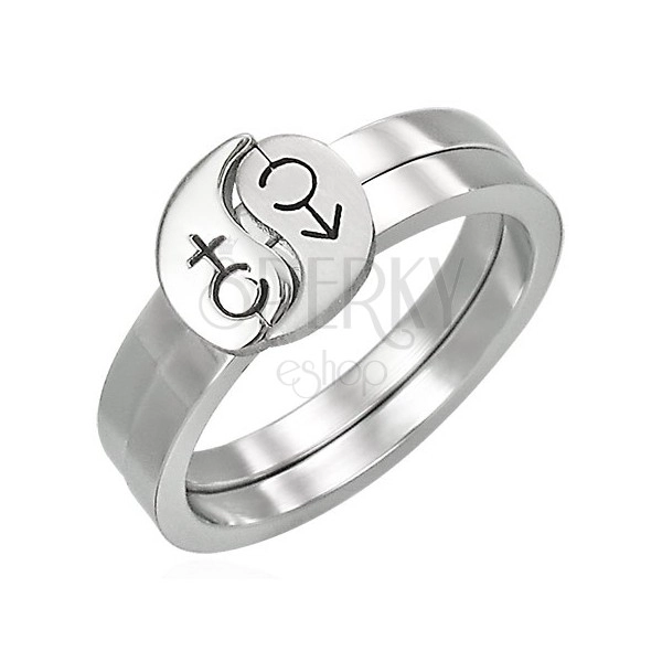 Dvodelen prstan iz nerjavečega jekla - simbola za žensko in moškega