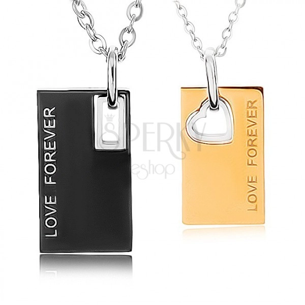 Ogrlici iz jekla 316L, ploščici z napisom "LOVE FOREVER", dve barvi