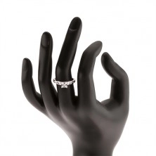 Zaročni prstan iz srebra 925, kvadratni prozorni cirkoni, linija iz prozornih cirkonov