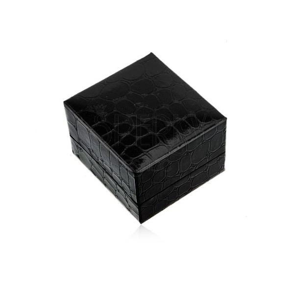 Darilna škatlica za prstan ali uhane, črna barva, vzorec aligatorjeve kože
