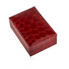 Darilna škatlica za uhane, krokodilji vzorec, temno rdeče barve