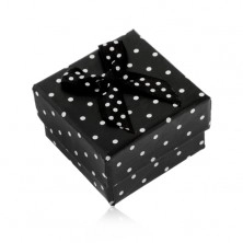 Papirnata škatlica za prstan ali uhane, črna z belimi pikami