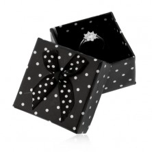 Papirnata škatlica za prstan ali uhane, črna z belimi pikami